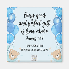 Schrift Baby Boy aankondiging magneet 2