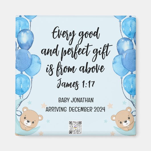 Schrift Baby Boy aankondiging magneet 2 (Voorkant)