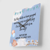 Schrift Baby Jongen Aankondiging Kaart Dit Kind 1 Vierkante Klok (Hoek)