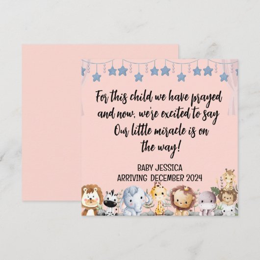 Schrift Baby Meisje Aankondiging Kaart Dit Kind 2 (Voorkant / Achterkant)