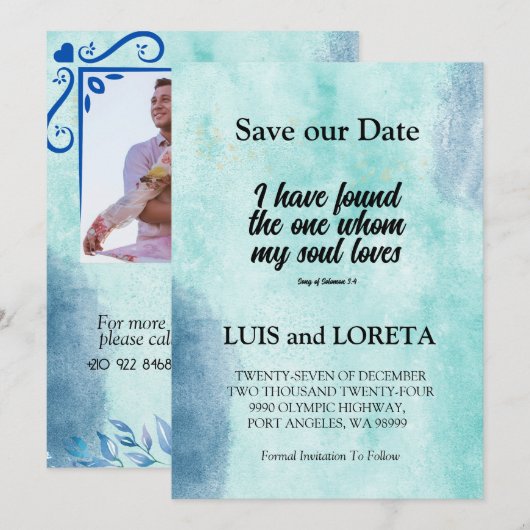 Schrift Bewaar de datum Kaart ik heb gevonden groe (Voorkant / Achterkant)