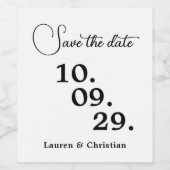 Schrift Bewaar de datum Wijnlabel Wijn Etiket (Enkel label)