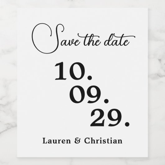 Schrift Bewaar de datum Wijnlabel Wijn Etiket (Enkel label)