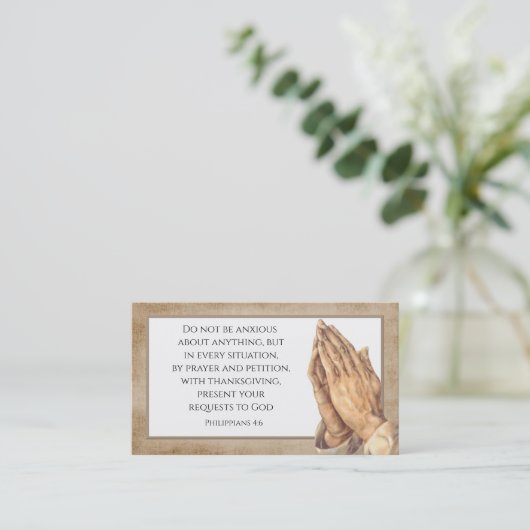 Schrift biddende handen aangepaste kerk visitekaartje (Staand voorkant)