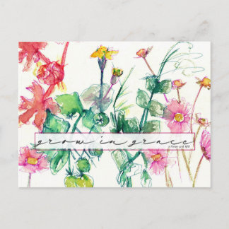 Schrift Bijbelvers Groei in Genade Bloemen Briefkaart