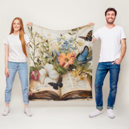 Schrift bloeit sereen fleece deken