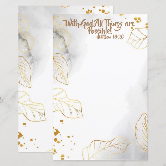 Schrift Briefpapier met God alle dingen mogelijk (Voorkant / Achterkant)