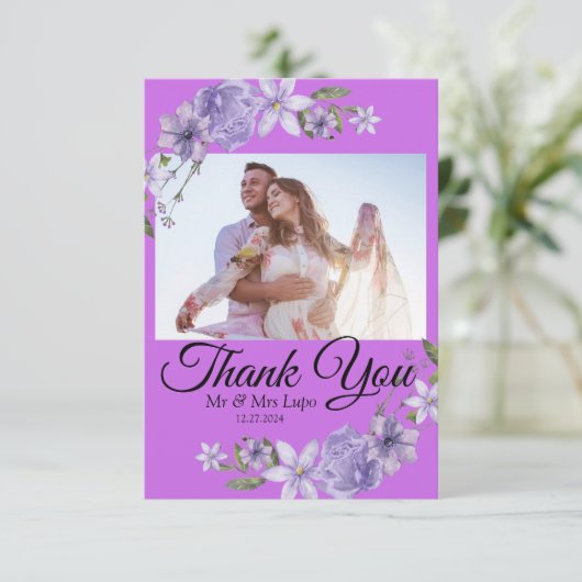 Schrift bruiloft dank u kaart (Staand voorkant)