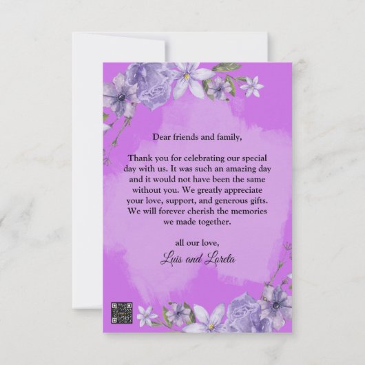 Schrift bruiloft dank u kaart (Achterkant)