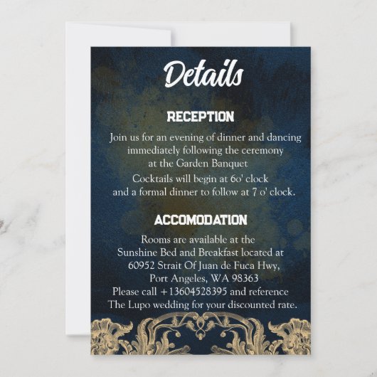 Schrift bruiloft details Kaart (Voorkant)