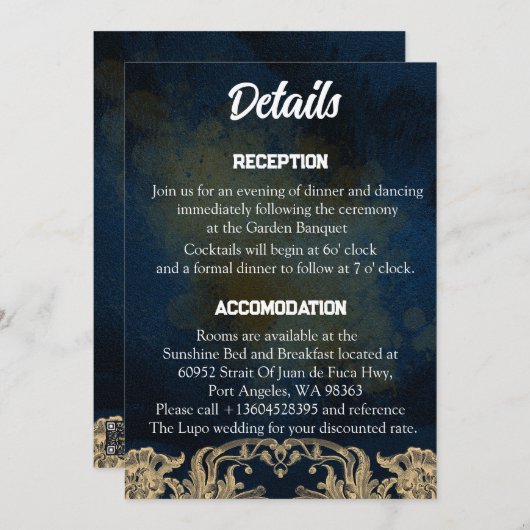 Schrift bruiloft details Kaart (Voorkant / Achterkant)