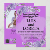 Schrift bruiloft uitnodiging Kaart ik vond Paarse (Voorkant / Achterkant)