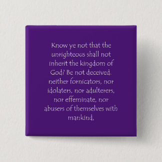 Schrift Citaat 1 Corinthians 6 9 Vierkante Button 5,1 Cm