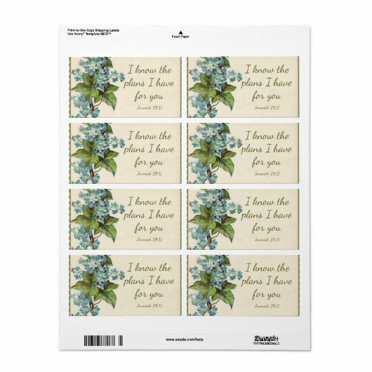 Schrift citaat bloemen groen  etiket (Full Sheet)