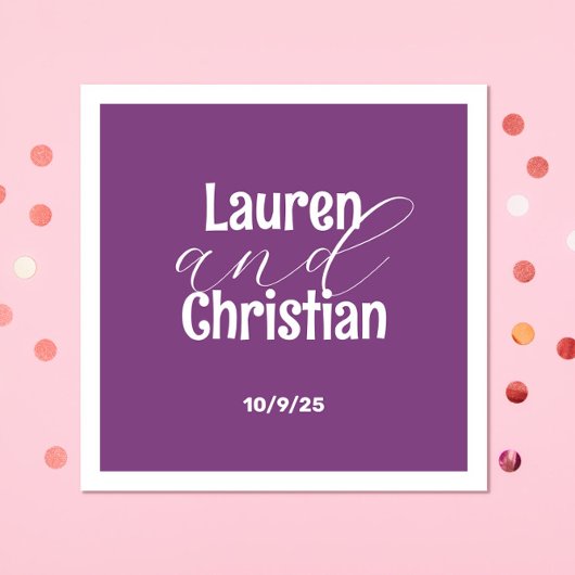 Schrift donker Paarse bruiloft Servet