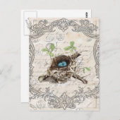  schrift ephemera vogelnest botanisch frans briefkaart (Voorkant / Achterkant)