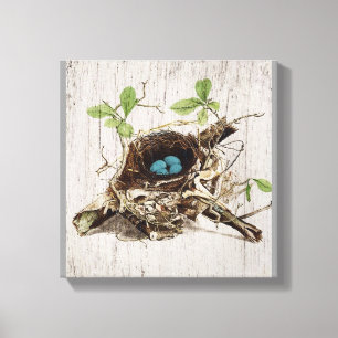 schrift ephemera vogelnest botanisch frans canvas afdruk