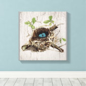 schrift ephemera vogelnest botanisch frans canvas afdruk (Insitu (Houten vloer))