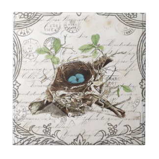  schrift ephemera vogelnest botanisch frans tegeltje