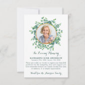 Schrift Eucalyptus Greenery Sympathie Foto Bedankkaart (Voorkant)