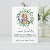 Schrift Eucalyptus Greenery Sympathie Foto Bedankkaart (Staand voorkant)