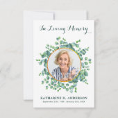 Schrift Eucalyptus Memorial Fotosympathie Bedankkaart (Voorkant)