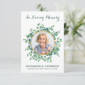 Schrift Eucalyptus Memorial Fotosympathie Bedankkaart (Staand voorkant)