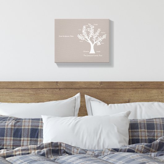 Schrift Family Tree Canvas Print, warm grijs (Insitu (Slaapkamer))