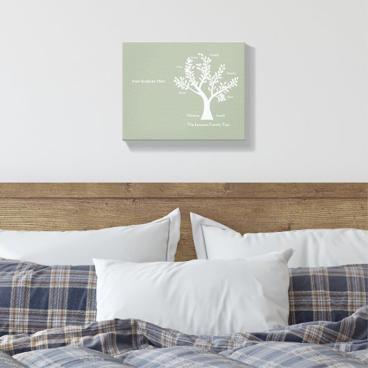 Schrift Family Tree Canvas Print, warm grijs (Insitu (Slaapkamer))