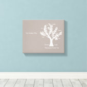 Schrift Family Tree Canvas Print, warm grijs Afdruk (Insitu (Houten vloer))
