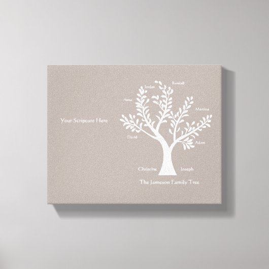 Schrift Family Tree Canvas Print, warm grijs Afdruk (Voorkant)