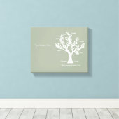 Schrift Family Tree Canvas Print, warm grijs Afdruk (Insitu (Houten vloer))