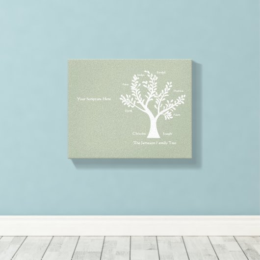 Schrift Family Tree Canvas Print, warm grijs Afdruk (Insitu (Houten vloer))