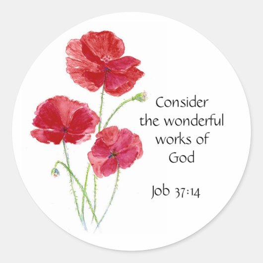 Schrift, Inspirerend, Spreuk, Bloem, Papaver Ronde Sticker (Voorkant)