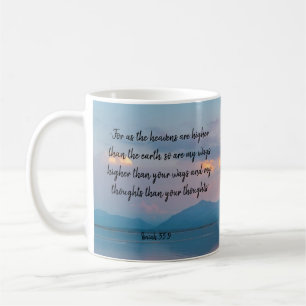 Schrift, Jesaja 55:8,9, Mijn wegen zijn Hoger Vors Koffiemok