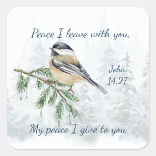 Schrift Johannes 14:27 Mijn vrede laat Ik bij U Vierkante Sticker
