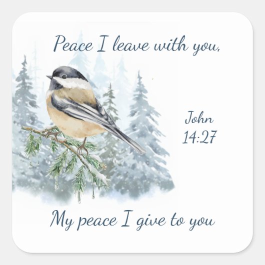 Schrift Johannes 14:27 Mijn vrede laat Ik bij U Vierkante Sticker (Voorkant)
