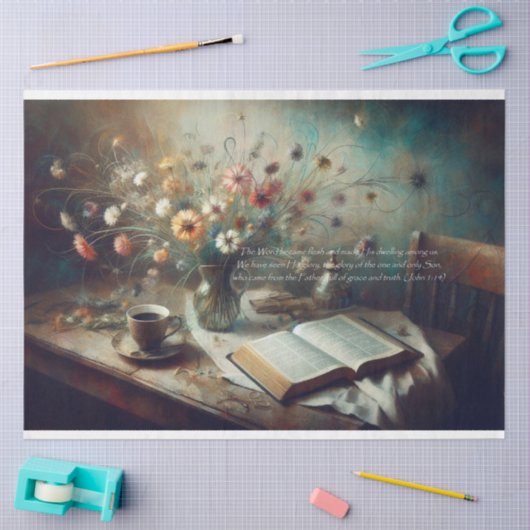 Schrift (Johannes 1:14) Stilleven ontkoppeling Tissuepapier (Craft)