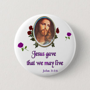 Schrift Johannes 3:16 Ronde Button 5,7 Cm