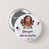 Schrift Johannes 3:16 Ronde Button 5,7 Cm (Voorkant /achterkant)