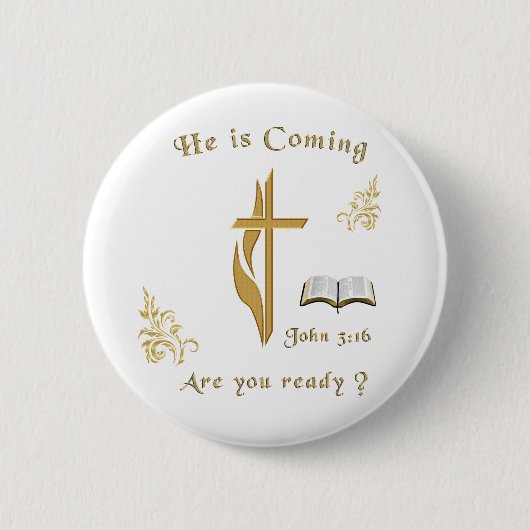 Schrift Johannes 3:16 Ronde Button 5,7 Cm (Voorkant)