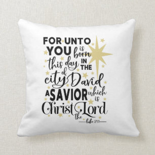Schrift Kerstmis Geboorte van Christus Kussen