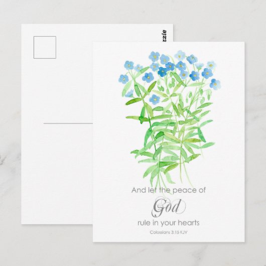 Schrift Kolossenzen Gebed Kaart Blauwe Wildbloemen (Voorkant / Achterkant)