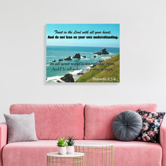 Schrift Kunst uit Spreuken 3:5-6 Groot Canvas (Insitu (Woonkamer))