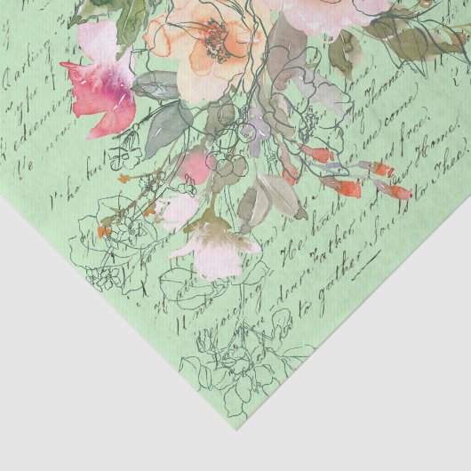 schrift met roze en witte rozen tissuepapier (Detail)