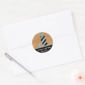 Schrift met vuurtoren ronde sticker (Envelop)