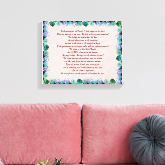 Schrift, psalm 11, Bijbelversie, Canvas Afdruk (Insitu (Woonkamer))