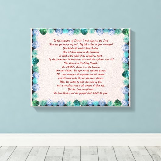 Schrift, psalm 11, Bijbelversie, Canvas Afdruk (Insitu (Houten vloer))