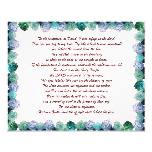 Schrift, psalm 11, Bijbelversie, Foto Afdruk (Voorkant)