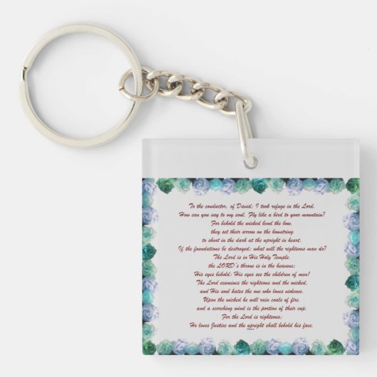 Schrift, psalm 11, Bijbelversie, Sleutelhanger (voorkant)